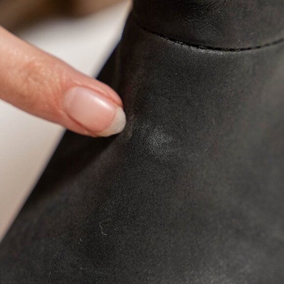 UGG Black Suede Booties With Wooden Stacked Heel - Picture 8 of 8